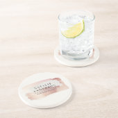 Dessous De Verre En Grès Rose doré élégant moderne stylé féminin rose pâle (Côté)