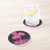 Dessous de verre en grès rose exotique Orchidées (Côté)
