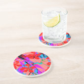 Dessous De Verre En Grès rose fleur rétro (Côté)