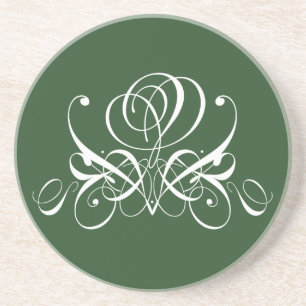 Dessous De Verre En Grès Rose fleuri blanc et vert