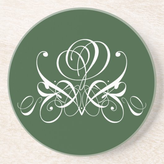 Dessous De Verre En Grès Rose fleuri blanc et vert (Devant)