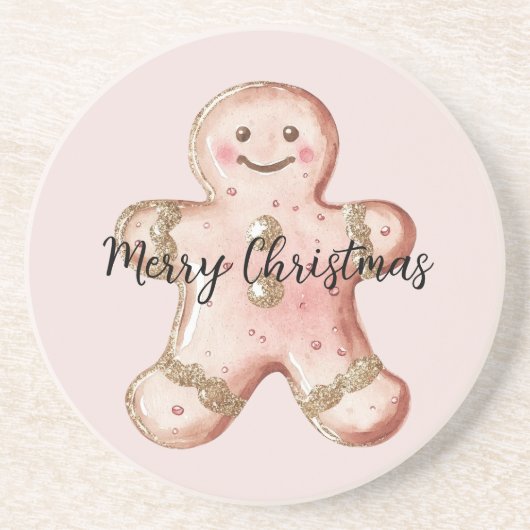 Dessous De Verre En Grès Rose Gold Gingerbread Cookie (Devant)