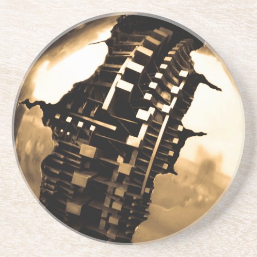 Dessous De Verre En Grès Rose Gold Steampunk (Devant)