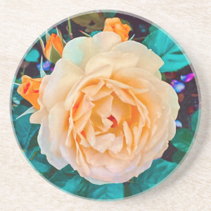 Dessous de verre en grès rose jaune