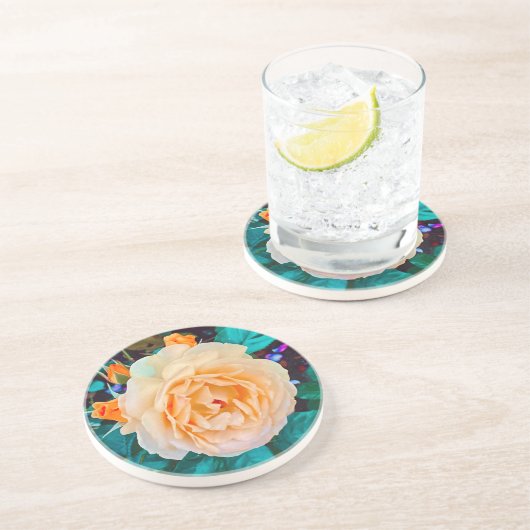 Dessous de verre en grès rose jaune (Côté)