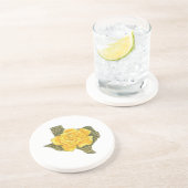 Dessous De Verre En Grès Rose Jaune Du Texas Motif Flower (Côté)