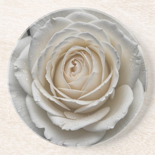 Dessous De Verre En Grès Rose mouillé blanc gros plan (Devant)