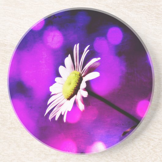 Dessous De Verre En Grès Rose N Améthyst Daisy (Devant)