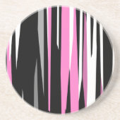 Dessous De Verre En Grès Rose Noir et Blanc Abstrait (Devant)