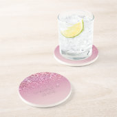 Dessous De Verre En Grès Rose or rose Parties scintillant or étincelle (Côté)