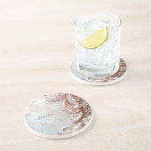 Dessous de verre en grès rose orné de perles et de (Côté)