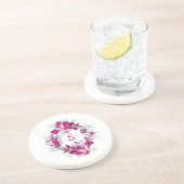 Dessous de verre en grès rose papillon floral (Côté)