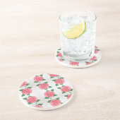 Dessous de verre en grès rose Passion (Côté)