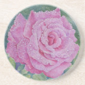 Dessous De Verre En Grès Rose rose avec gouttes de pluie (Devant)