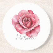 Dessous De Verre En Grès Rose rouge (Devant)