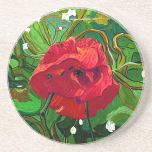 DESSOUS DE VERRE EN GRÈS ROSE ROUGE (Devant)
