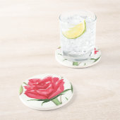 Dessous De Verre En Grès Rose rouge (Côté)