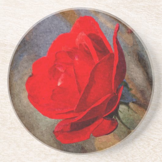 Dessous De Verre En Grès Rose rouge (Devant)