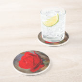 Dessous De Verre En Grès Rose rouge (Côté)