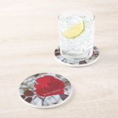 Dessous de verre en grès Rose Rouge (Côté)
