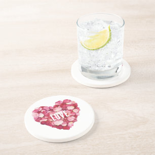 Dessous De Verre En Grès Rose rouge pétales Floral Amour