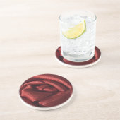 Dessous De Verre En Grès Rose rouge romantique (Côté)