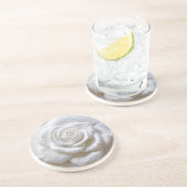 Dessous De Verre En Grès Rose Sculptée - Blanc sur Blanc (Côté)