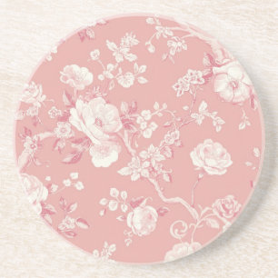 Dessous De Verre En Grès Rose toile florale vintage rose pâle