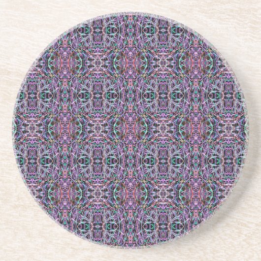 Dessous De Verre En Grès Rose violet géométrique (Devant)