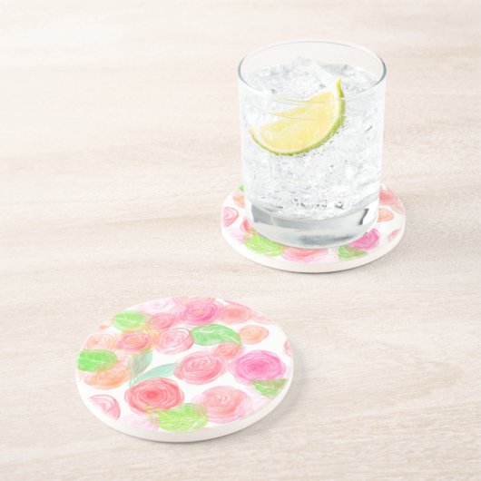 Dessous De Verre En Grès Roses aériens (Côté)