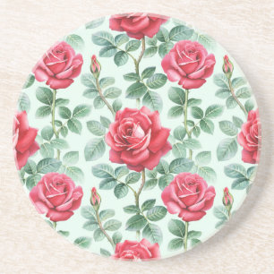 Dessous De Verre En Grès Roses aquarelle : Illustration Florale sans joint.
