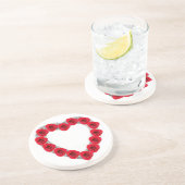 Dessous De Verre En Grès Roses Cœurs Rouges Coaster (Côté)