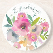 Dessous De Verre En Grès Roses d'aquarelle Bohemian Pastel (Devant)