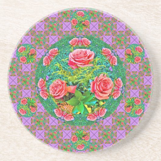 Dessous De Verre En Grès Roses d'aquarelle rose (Devant)