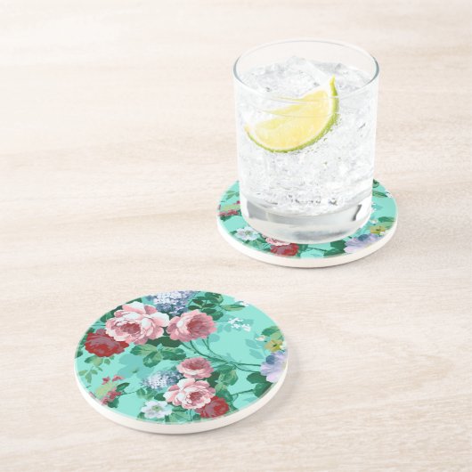 Dessous De Verre En Grès Roses et fleurs colorés (Côté)