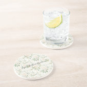 Dessous De Verre En Grès Roses Fleurales Crème Romantique   (Côté)