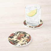 Dessous De Verre En Grès Roses Floral Aquarelle, Motif Peonies. (Côté)