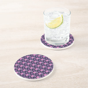 Dessous De Verre En Grès Roses Florales Aquarelle Rose Et Violet Romantique