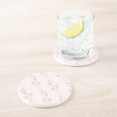 Dessous De Verre En Grès Roses Rose Pâle Tulipes Blanches (Côté)
