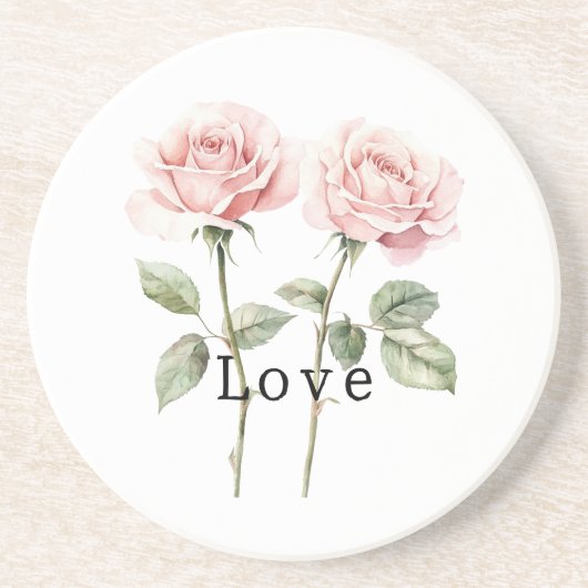 Dessous De Verre En Grès Roses Roses Fleurs Amour (Devant)