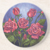 Dessous De Verre En Grès Roses rouges (Devant)