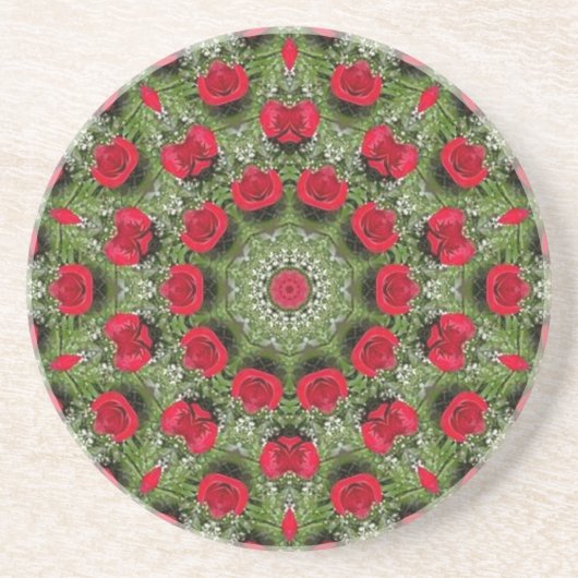 Dessous De Verre En Grès Roses rouges (Devant)