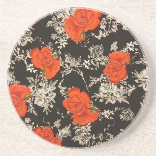 Dessous De Verre En Grès Roses rouges (Devant)