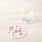 Dessous De Verre En Grès Roses Rouges Floral (Côté)