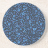 Dessous De Verre En Grès Roses sauvages en bleu (Devant)