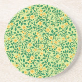 Dessous De Verre En Grès Roses sauvages en jaune et vert (Devant)