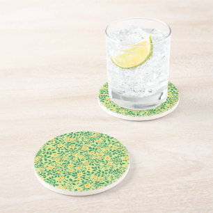 Dessous De Verre En Grès Roses sauvages en jaune et vert