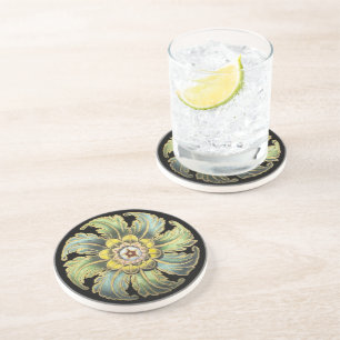 Dessous De Verre En Grès Rosette architecturale antique n° 1