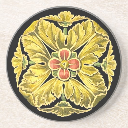 Dessous De Verre En Grès Rosette architecturale antique n° 3 (Devant)