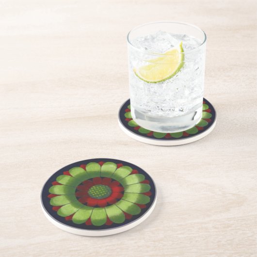 Dessous De Verre En Grès Rosette architecturale n° 2 (Côté)